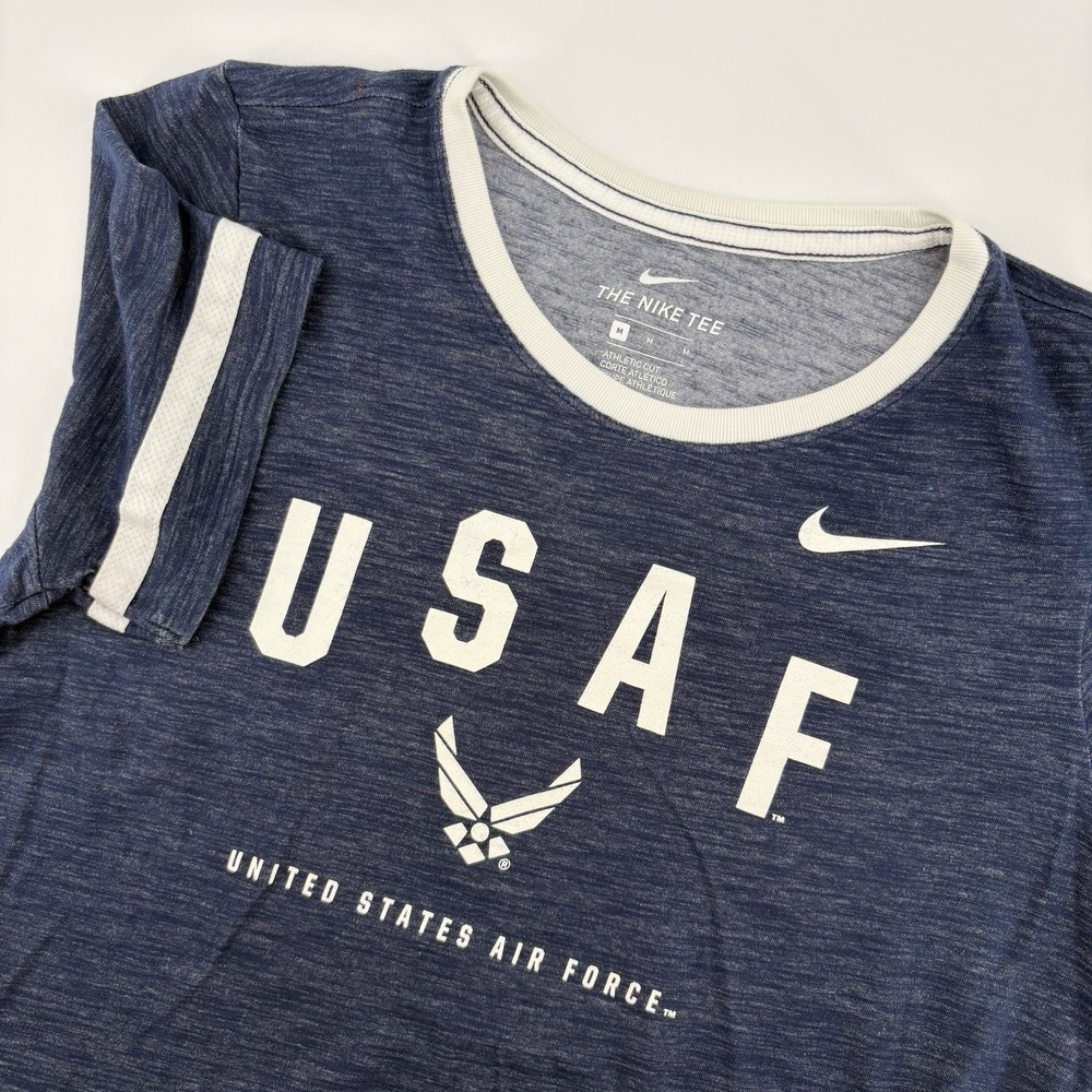 Nike USAF Air Force Shirt Women's Medium Fitted Blue Dri-FIT Short Sleeve